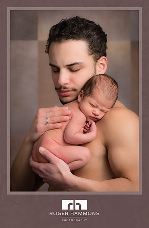 Portrait of Father and Newborn Son | Northern Virginia Family Photographer